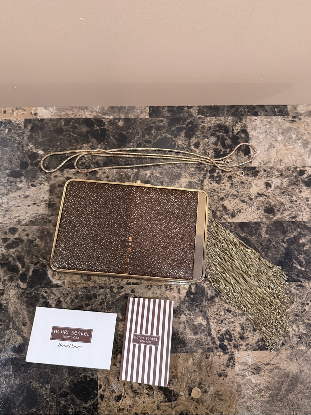 Henri Bendel Stingray-Embossed Box Clutch/ Crossbody RARE - Picture 2 of 16
